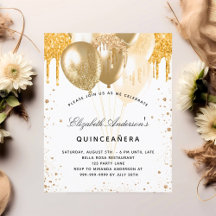 Einladung zu den Weißgoldballons von Quinceanera