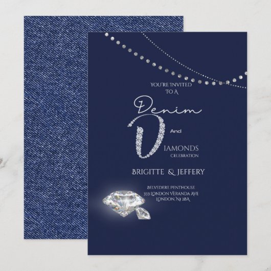 Einladung zu Denim und Diamanten (Vorne/Hinten)