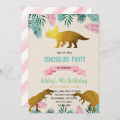 Einladung zu Dinosaurier-Goldfolie (Vorne/Hinten)