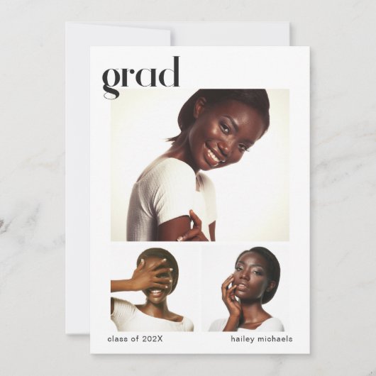 Einladung zu drei Fotocollage Graduation Party (Vorderseite)