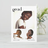 Einladung zu drei Fotocollage Graduation Party (Stehend Vorderseite)