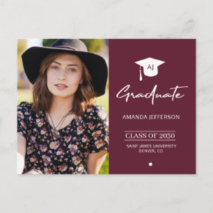 Einladung zu einem eleganten grad burgundy Foto Ab Postkarte