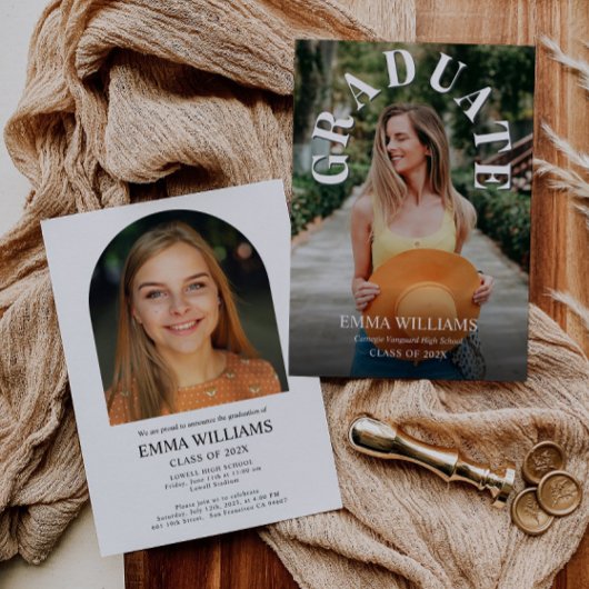 Einladung zu einem eleganten Script-Foto-Abschluss