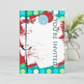 Einladung zu einem Geburtstag von Rot-Grün-Kindern (Stehend Vorderseite)