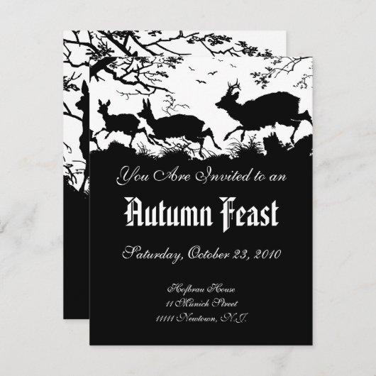 Einladung zu einem Herbstfest oder Ernteeball (Vorne/Hinten)