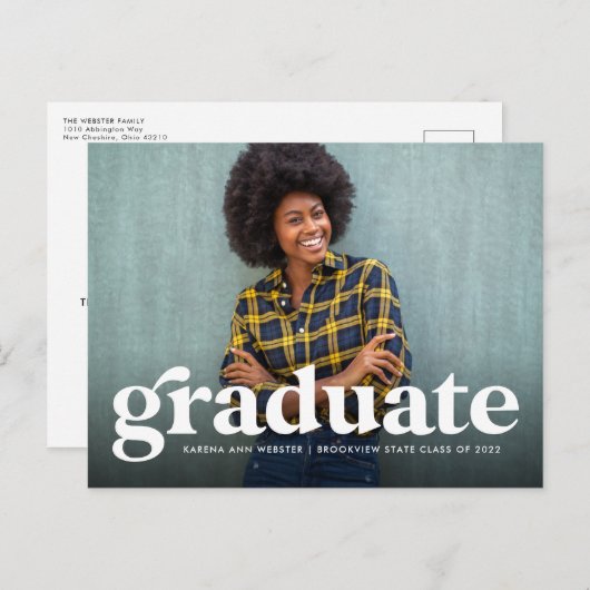 Einladung zu einem kühlen Retro-Foto mit horizonta Postkarte (Vorne/Hinten)