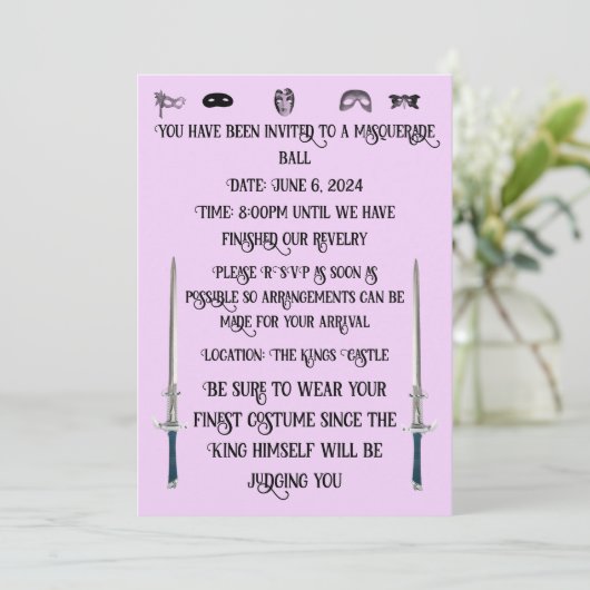 Einladung zu einem Maskenball (Stehend Vorderseite)