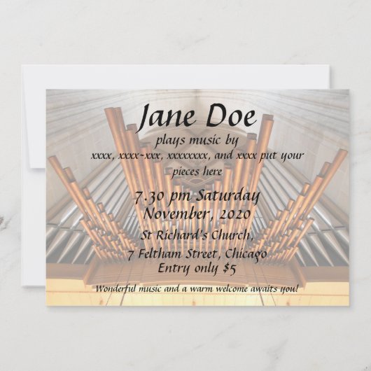 Einladung zu einem Orgelkonzert - Ulm Pipes (Rückseite)