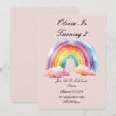 Einladung zu einem rosa Geburtstag für Mädchen (Vorne/Hinten)