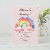 Einladung zu einem rosa Geburtstag für Mädchen (Stehend Vorderseite)