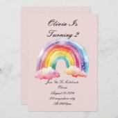 Einladung zu einem rosa Geburtstag für Mädchen (Vorne/Hinten)