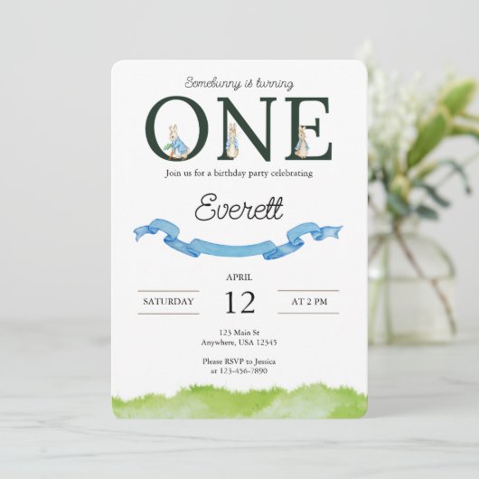 Einladung zu einem sonnigen ersten Geburtstag (Stehend Vorderseite)