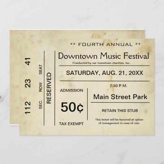 Einladung zu einem Vintagen Unterhaltungsprogramm (Vorne/Hinten)