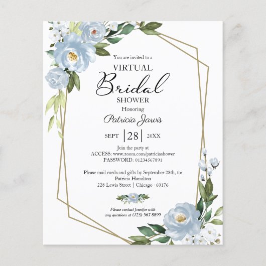 Einladung zu einem virtuellen Brautparty (Vorderseite)