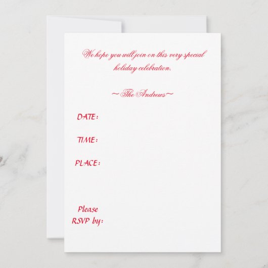 EINLADUNG ZU EINEM WEIHNACHTSMITTEL-PARTY (Rückseite)