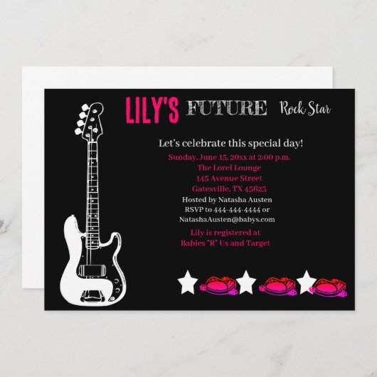 Einladung zu einem zukünftigen Rocker Baby Shower (Vorne/Hinten)