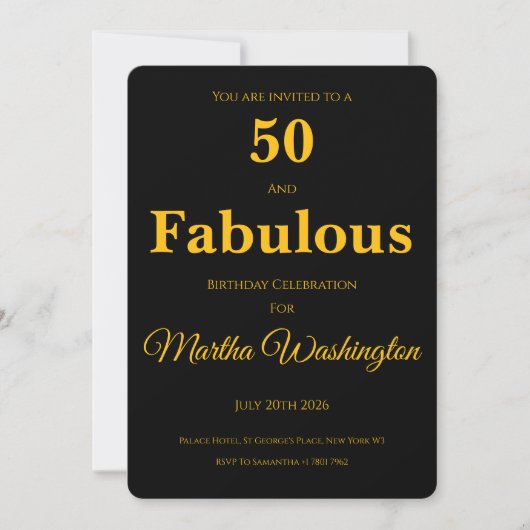 Einladung zu einer 50. Geburtstagsfeier (Vorderseite)