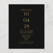Einladung zu einer Black and Gold Hochzeit (Vorderseite)