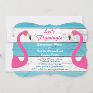 Einladung zu einer Blue & White Flamingo Engagemen