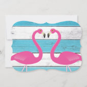 Einladung zu einer Blue & White Flamingo Engagemen (Rückseite)