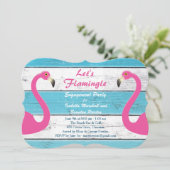 Einladung zu einer Blue & White Flamingo Engagemen (Stehend Vorderseite)