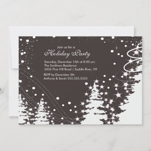 Einladung zu einer Brown & White Winter Feier (Vorderseite)