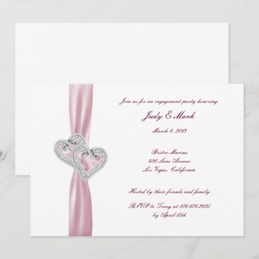 Einladung zu einer Custom Pink Hearts (Vorne/Hinten)