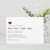 Einladung zu einer einfachen Burgunder Herzhochzei (Stehend Vorderseite)