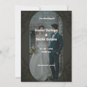 Einladung zu einer einfachen Hochzeit in Schwarz u