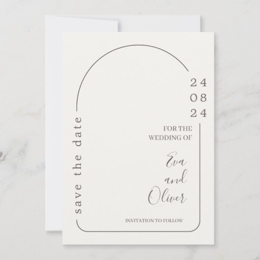 Einladung zu einer einfachen Hochzeit in Weiß und (Vorderseite)