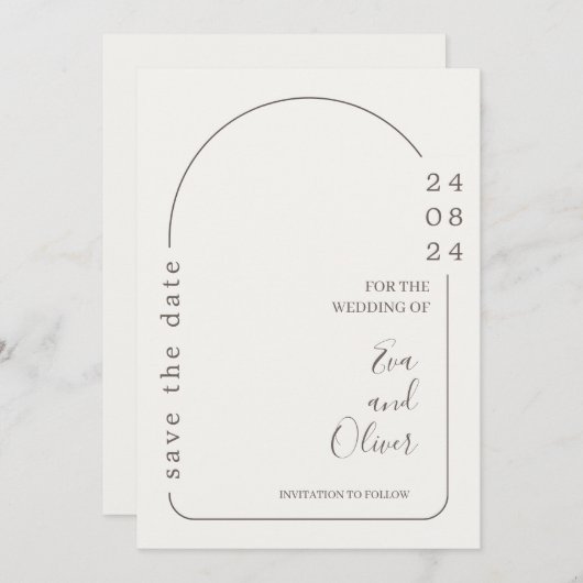 Einladung zu einer einfachen Hochzeit in Weiß und (Vorne/Hinten)