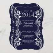 Einladung zu einer eleganten Blue White Graduation (Vorne/Hinten)