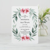 Einladung zu einer eleganten Grünen- und Blumenhoc (Stehend Vorderseite)