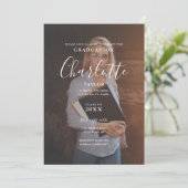 Einladung zu einer eleganten Script-Foto-Graduieru (Stehend Vorderseite)