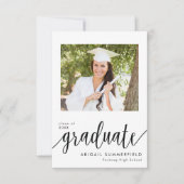 Einladung zu einer eleganten Script-Foto-Graduieru (Vorderseite)