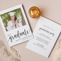 Einladung zu einer eleganten Script-Foto-Graduieru