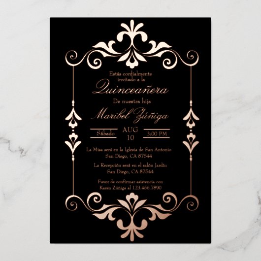 Einladung zu einer Folie aus Quinceañera (Vorderseite)