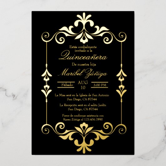 Einladung zu einer Folie aus Quinceañera (Vorderseite)