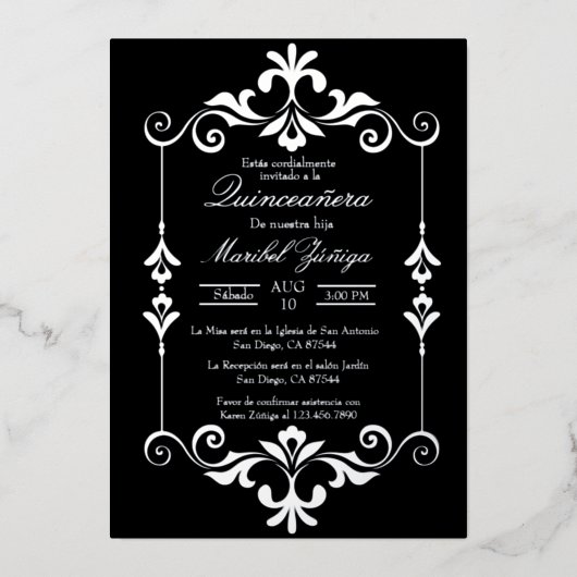 Einladung zu einer Folie aus Quinceañera (Vorderseite)