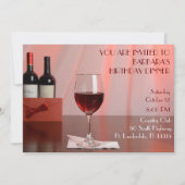 Einladung zu einer Geburtstagsfeier mit Rotwein (Vorderseite)