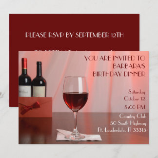 Einladung zu einer Geburtstagsfeier mit Rotwein