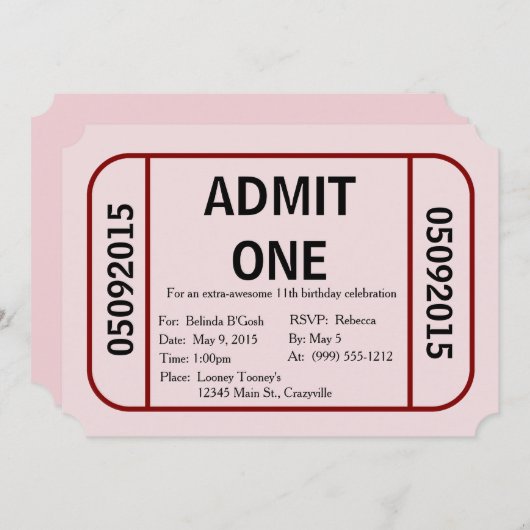 Einladung zu einer Geburtstagsparty (Vorne/Hinten)