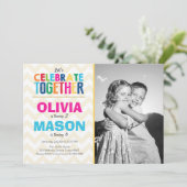 Einladung zu einer gemeinsamen Geburtstagsparty (Stehend Vorderseite)