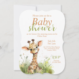 Einladung zu einer Giraffe-Themed Baby-Dusche