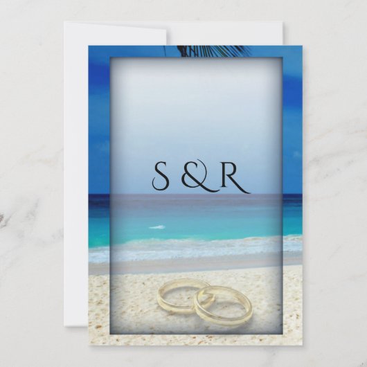 Einladung zu einer Hochzeit am tropischen Strand (Rückseite)