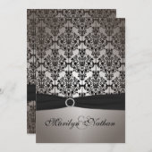 Einladung zu einer Hochzeit in Grau und Schwarz (Vorne/Hinten)