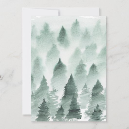 Einladung zu einer Hochzeit in Grün und Gold (Rückseite)