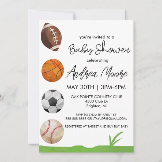 Einladung zu einer Kinderdusche (Vorderseite)