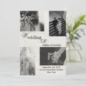 Einladung zu einer klassischen Schwarz-Weiß-Hochze (Stehend Vorderseite)