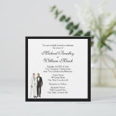 Einladung zu einer klassischen White Gay Hochzeit (Stehend Vorderseite)